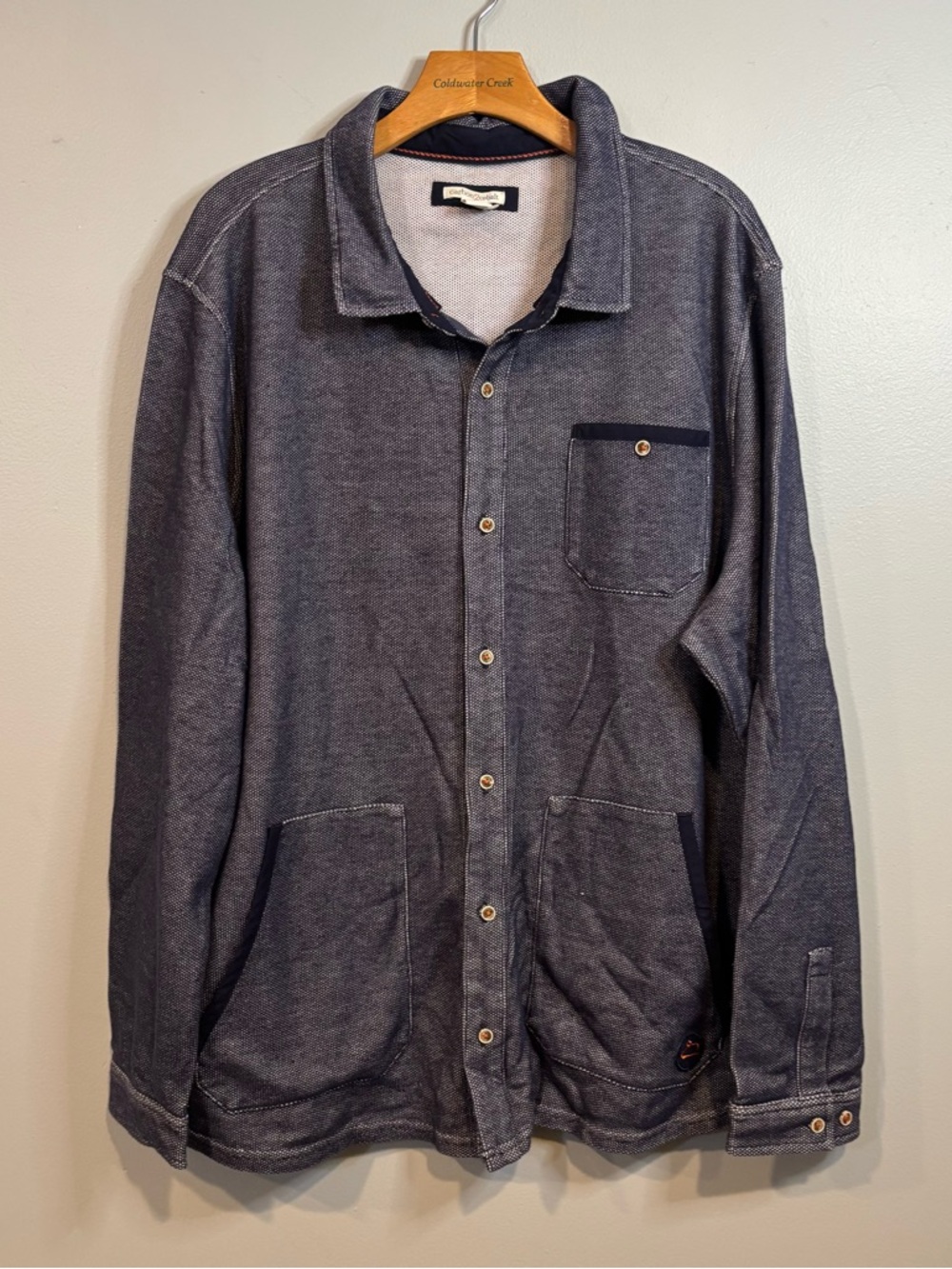 Carbon2Cobalt‎ XL Shirt Jacket blue Button Front Blue